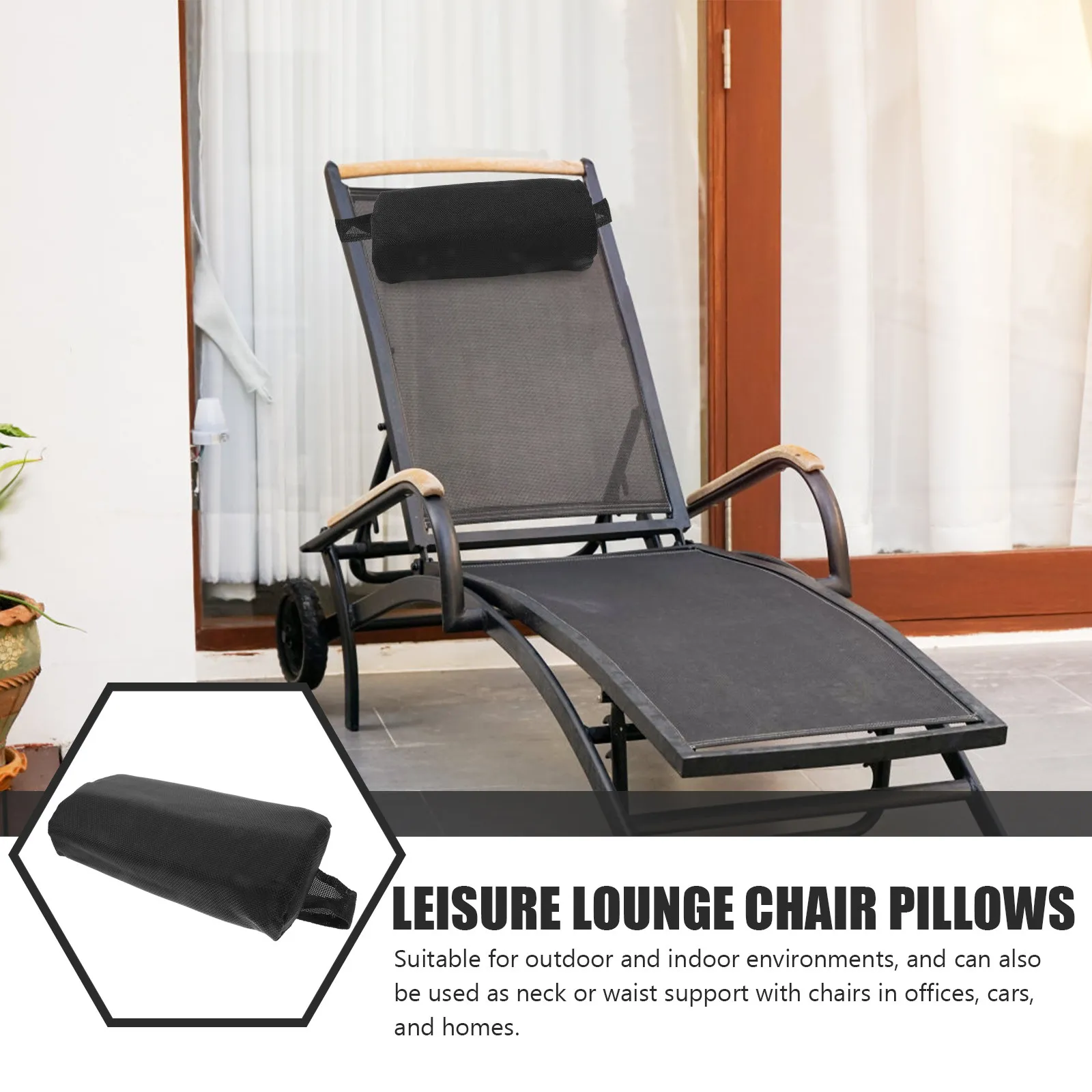 Beach Chair Headrest Pillow Elastic Strap Ergonomic Support Neck Head Pain Relief Deck Chair Cushion Office Home Lounger Pillow