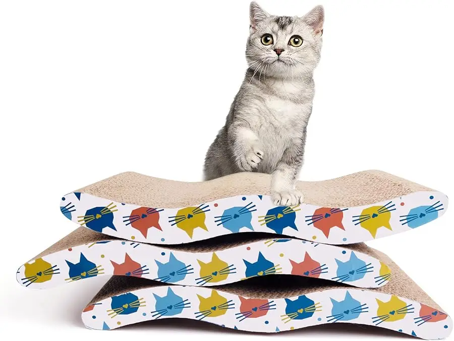 

Pet Prime 3PCS Cat Scratcher Cardboard Board 3 Pack Cat Recycle Corrugated Scratching Pad Cat Scratching Lounge Sofa Bed Wave Sh