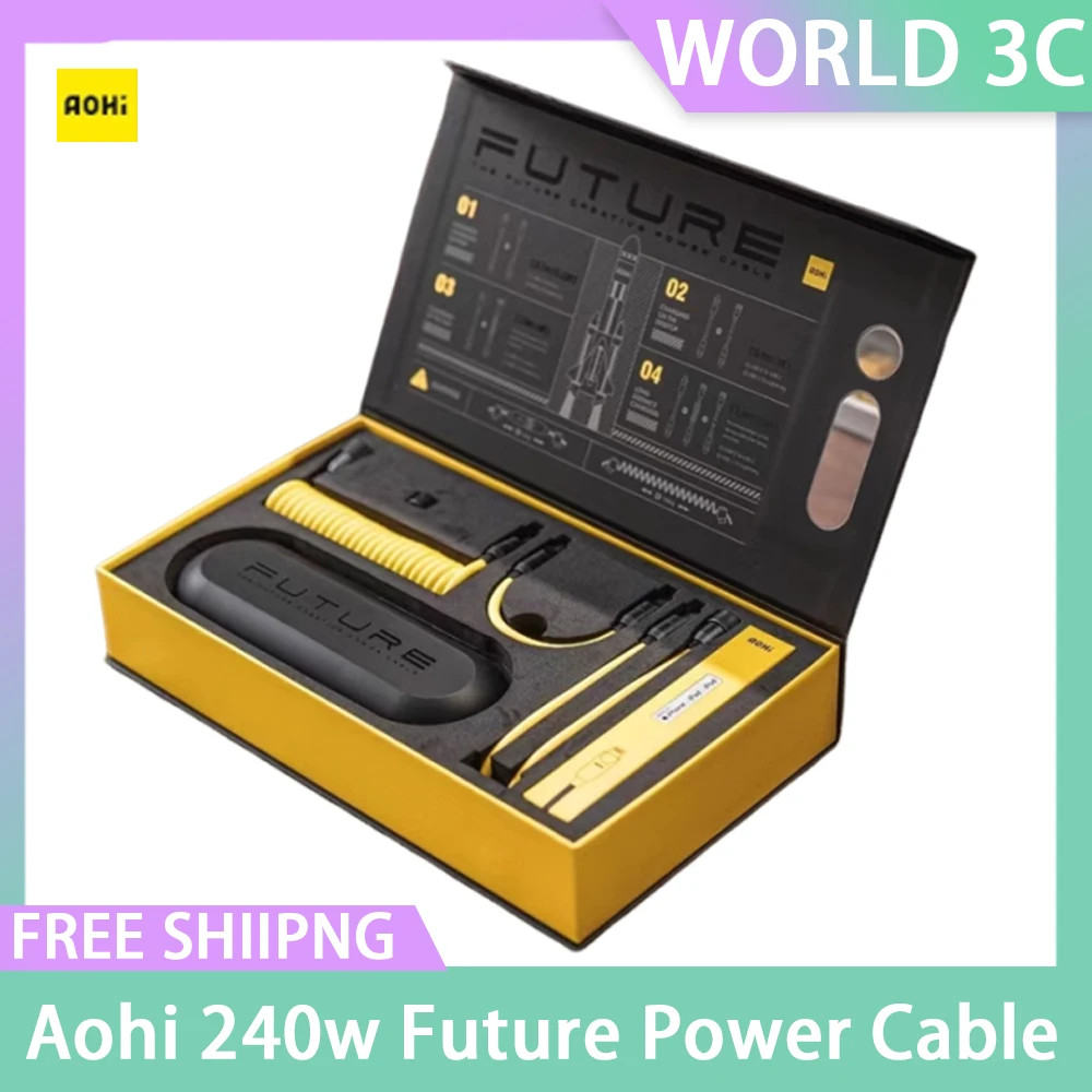 

Aohi Future Power Cable 240w Super Fast Charge Spring Type-C 2.6m Data Line For Iphone 14 Pro Max Ipad Ipod Xiaomi Huawei Gifts