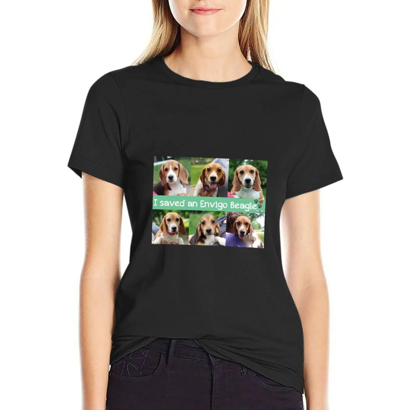 I saved an Envigo Beagle-Camiseta de fotos para mujer, ropa de mujer, blusa de moda coreana, ropa estética, camisetas de gran tamaño