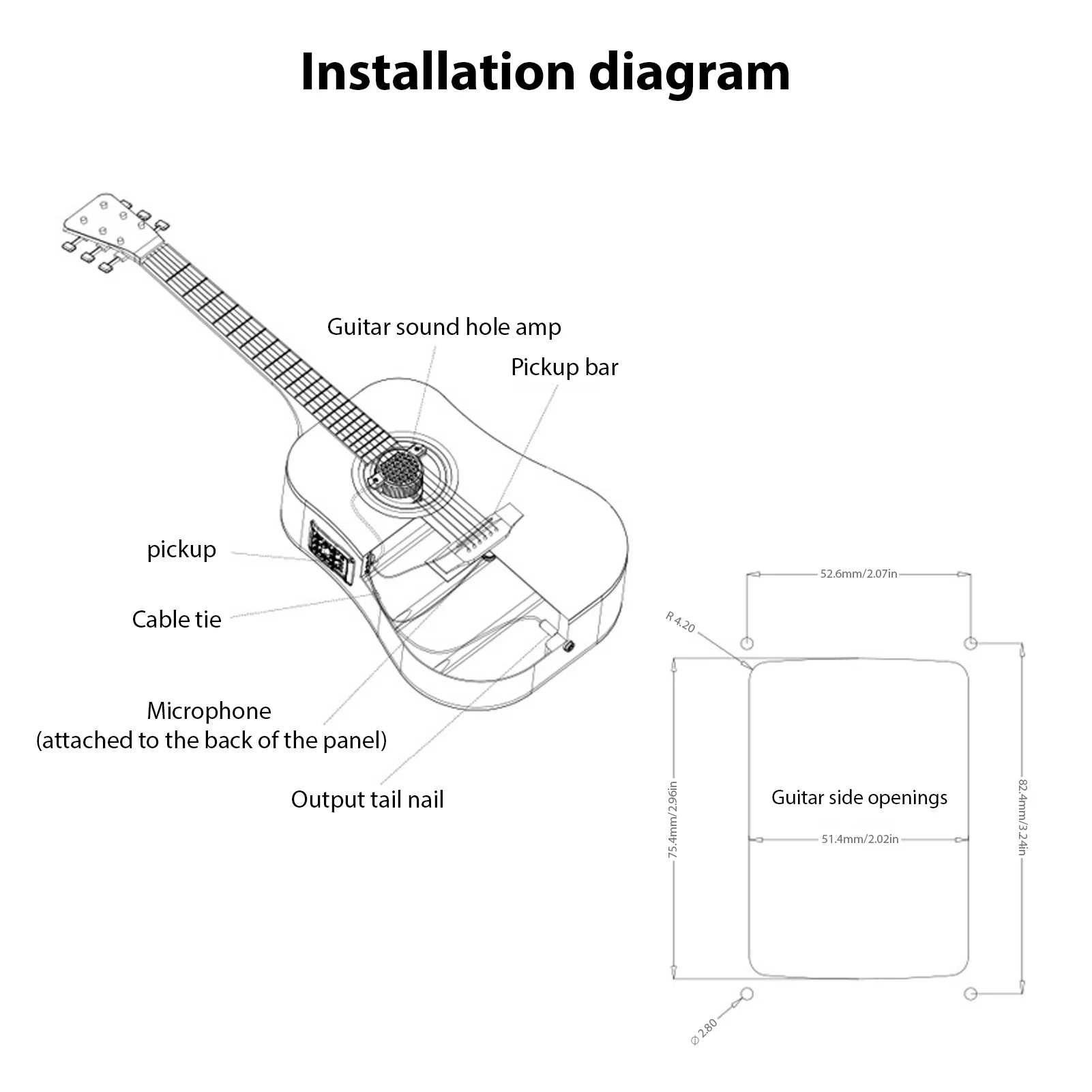 Sound Hunter Guitar Pickup Wooden  8W Speaker Guitar Sound Hole Pickup Board Chorus Delay Reverb functions No Punching Pickup