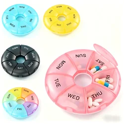 7 Grids Weekly 7 Days Round Pill Case Plastic Tablet Candy Box Portable Storage Tablet Holder Travel Organizer Pill Container