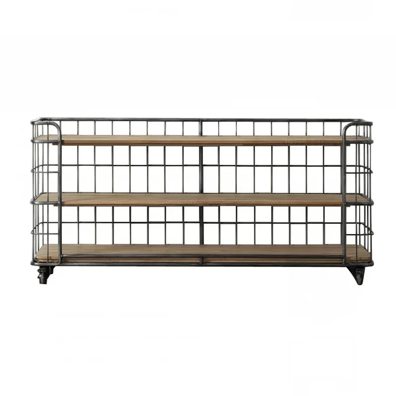 Side rack retro solid wood display shelf bookshelf shelf removable kitchen multi-layer creative shelf