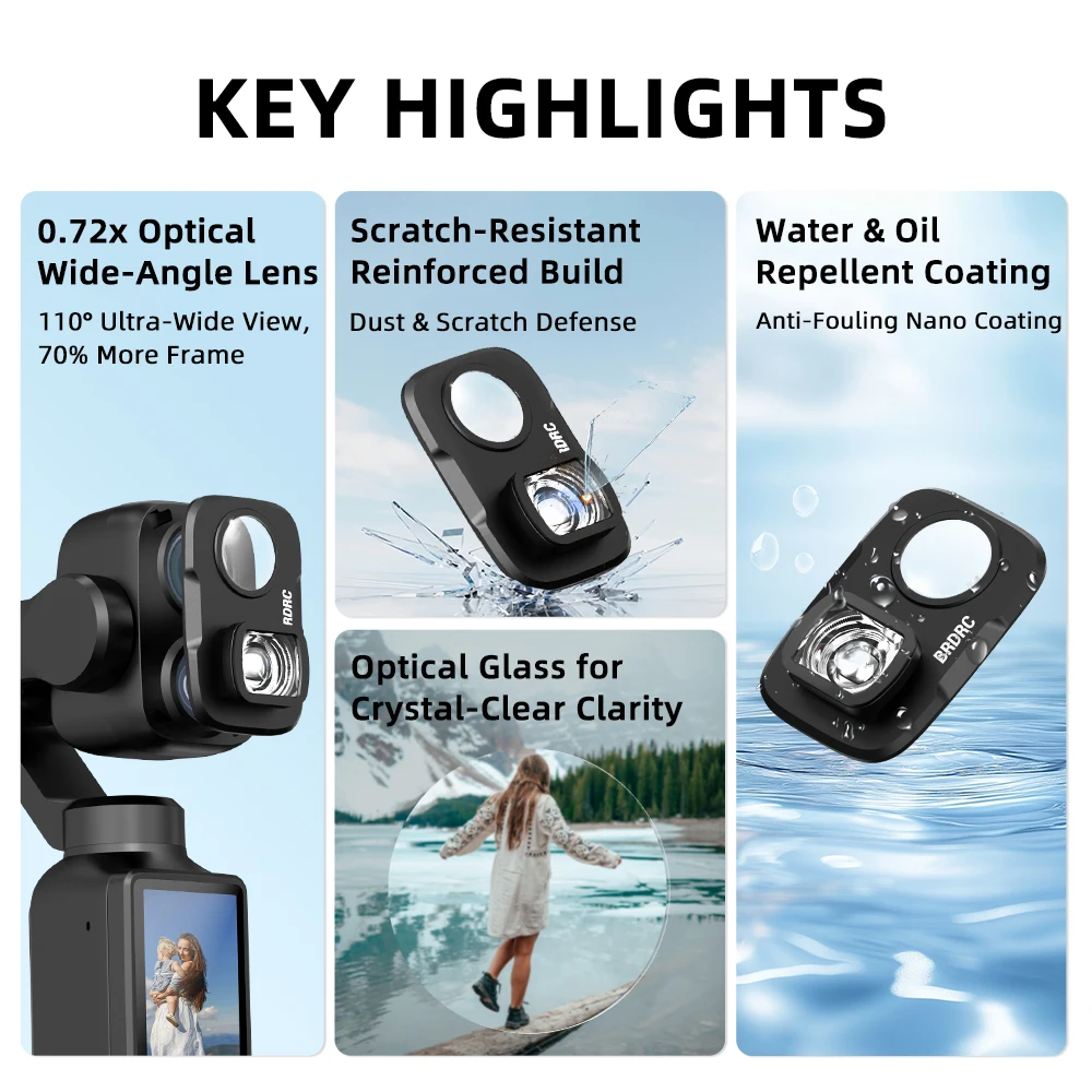 BRDRC Pocket 4P Magnetisches Weitwinkelobjektiv Kamera-Erweiterungsfilter für Weitwinkelfotografie für DJI Osmo Pocket 4P Zubehör – Detail 2