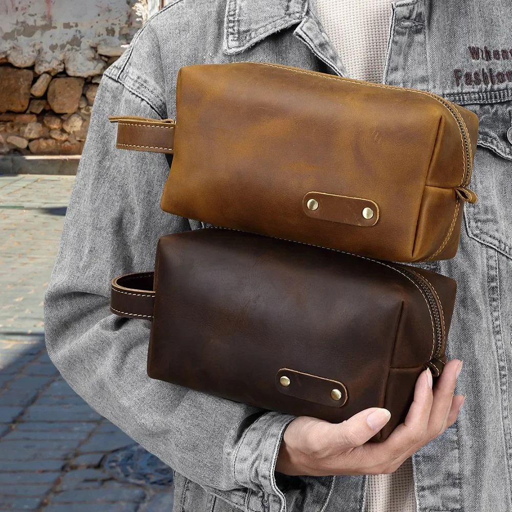 

2025 Leather Bag Top Layer Cowhide Travel Storage Retro Men's Hold Wear-resistant Cowhide Designer Luxury Bag