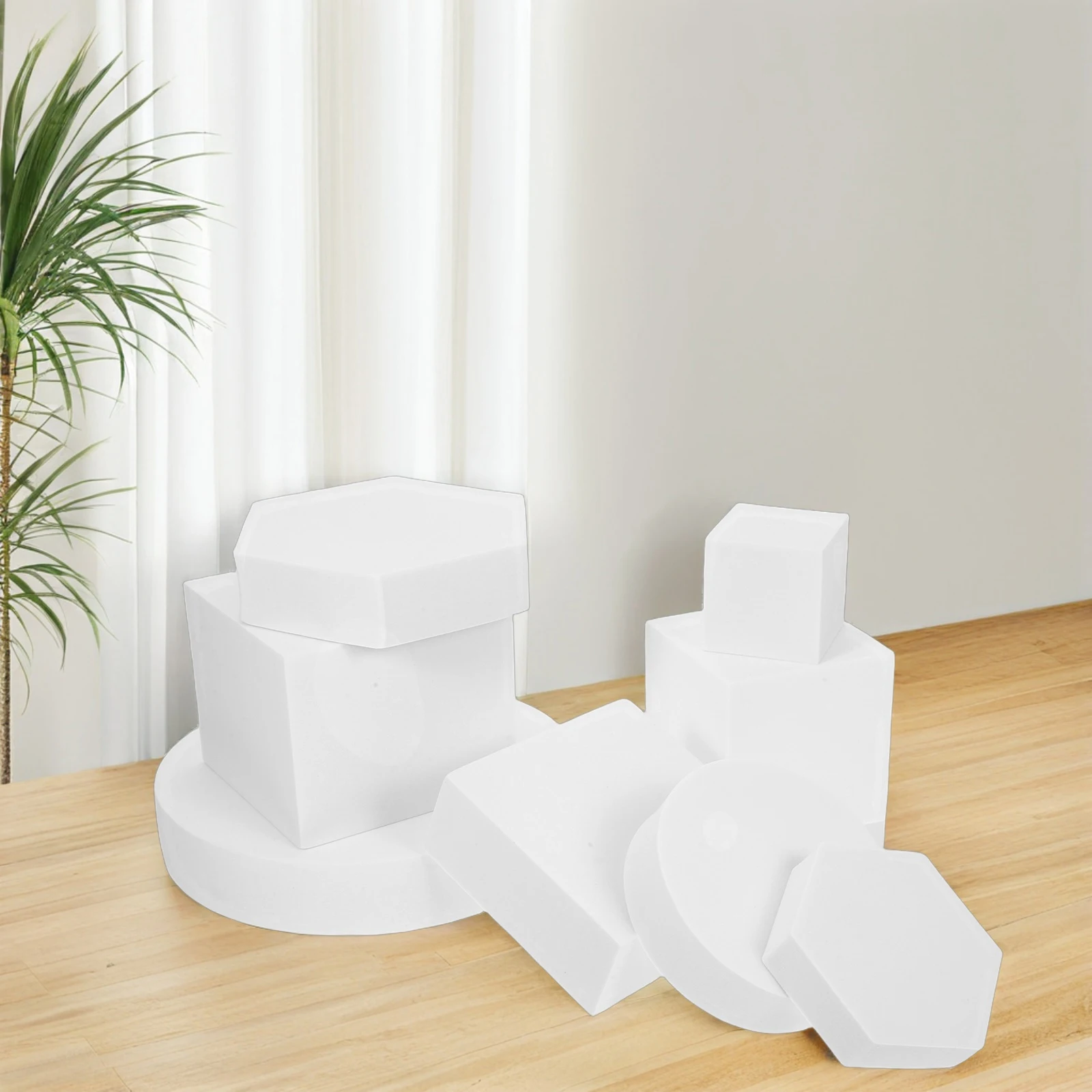 

8Pcs Foam Cube Props Set Exquisite Geometry Shapes for Jewelry Makeup Product Photography Decorative Backgrounds