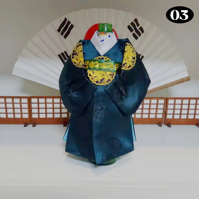 Korean Folk Traditional Style Wine Bottle Cover Hanbok Design Fabric Champagne Packaging Bag Wine Cabinet Wedding Decor Crafts