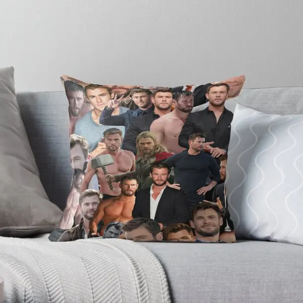 

Chris Hemsworth Collage Printing Throw Pillow Cover Fashion Waist Bed Home Cushion Anime Soft Pillows not include One Side