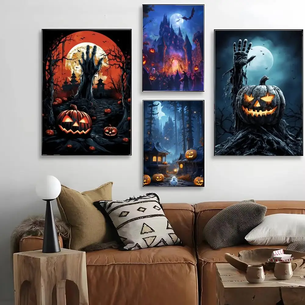 Halloween Castle Spells Rise of the Zombies Poster HD Art Decorative Wall Art Waterproof Home Décor Gift