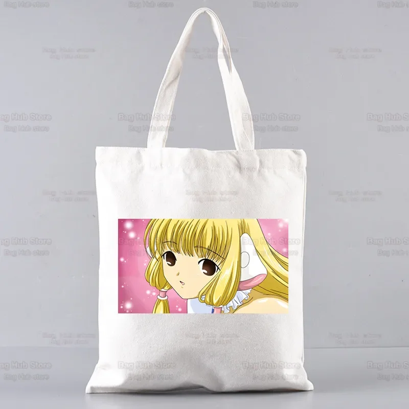 

Chobits Chi Ladies Handbags Cloth Canvas Tote Bag Shopping Travel Women Eco Reusable Shoulder Shopper Bags bolsas de tela