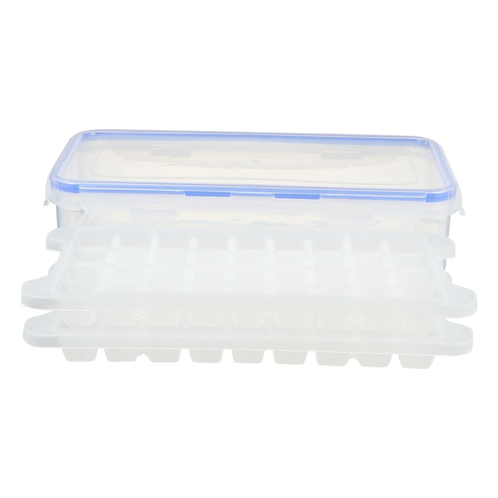 

2Pcs Ice Cube Tray Mold DIY with Storage Box Easy Push Bottom Save Ice Cubes and Food Odor Free Freezer Storage