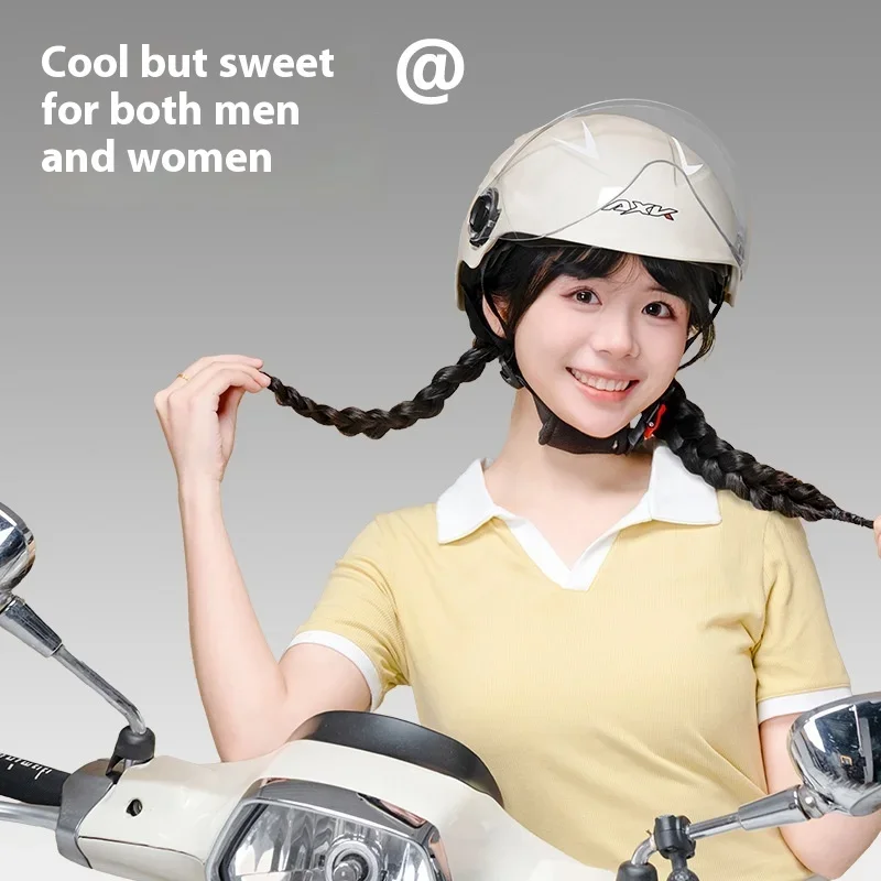 2025 New Unisex Electric Bicycle Helmet Half Helmet Motorcycle Sunshade Safety Helmet Four Season Moto Parts Equipments Headwear