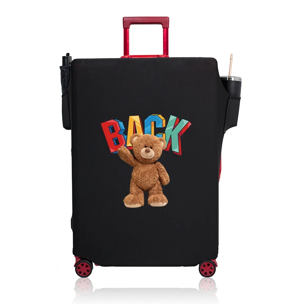 Proteção Bagagem Capa Saco, Viagem Pull Rod Box Cobre, Espessado, Resistente ao Desgaste, Elástico, Multi Bolso, Imagem de Urso, 18-32"