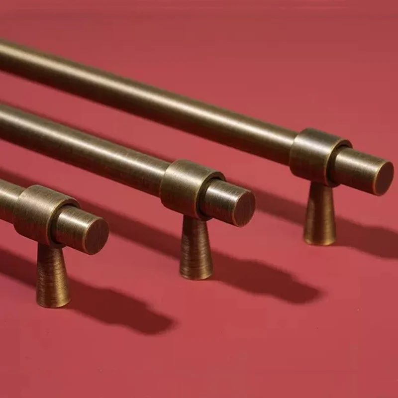 New Solid Brass Wardrobe Closet Door Pulls Antique Kitchen Cabinet Storage Handles Retro Cupboard Drawer Knobs Furniture Handles