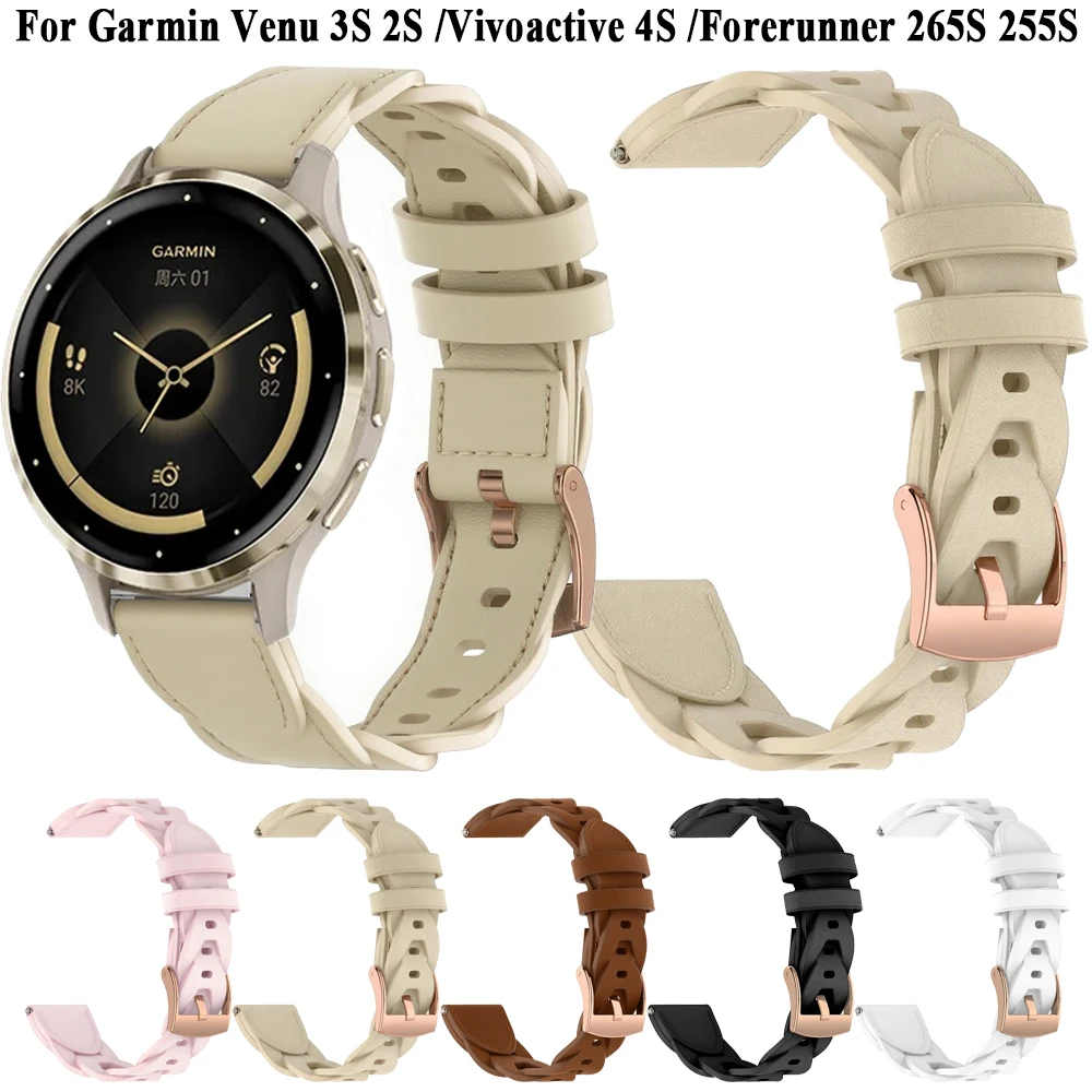 Женский ремешок для часов из синтетической кожи 18 мм, браслет для Garmin Venu 3S 2S Vivoactive 4S Forerunner 265S 255S, браслет, ремешок для часов