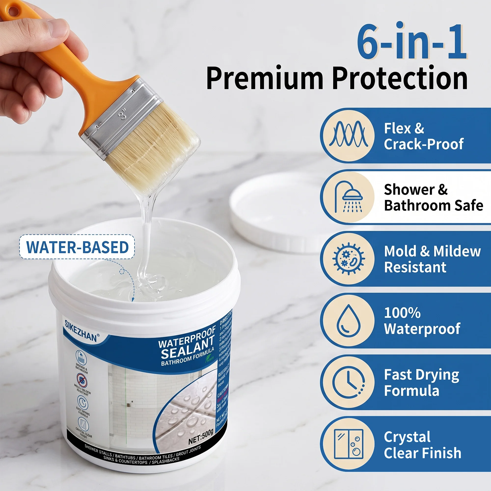 High-Performance Invisible Waterproof Sealant, Strong Tile Anti-Leakage Glue Kit for Bathroom Shower, Durable Clear Coating