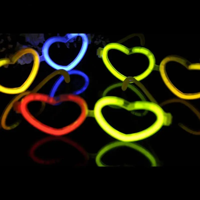 DIY Luminous Heart Eye Glasses Fluorescent Wear Glow Stick Neon Party Gift Adult Kids Birthday Wedding Bar Carnival