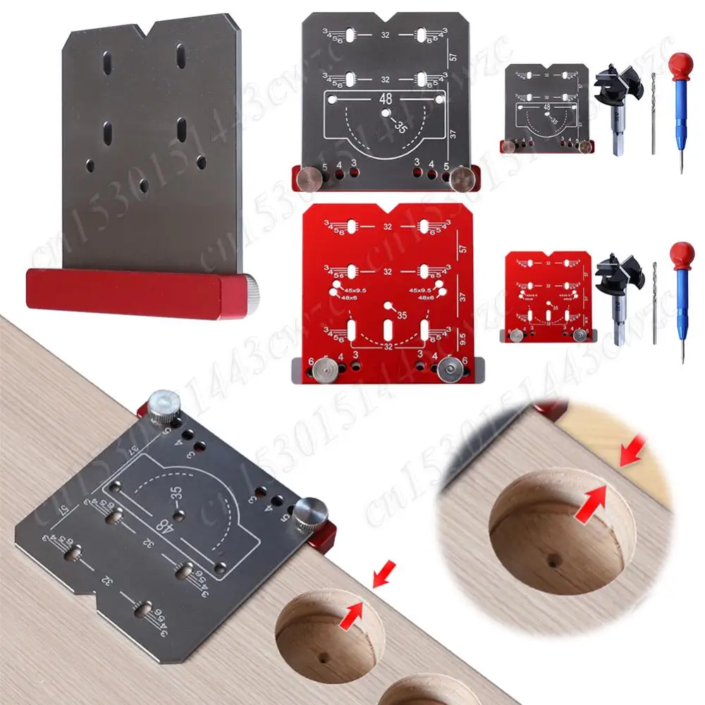 Molde de dobradiça escondida, abridor de furos, placa de posicionamento, marca ajustável, 35mm, 3-6mm