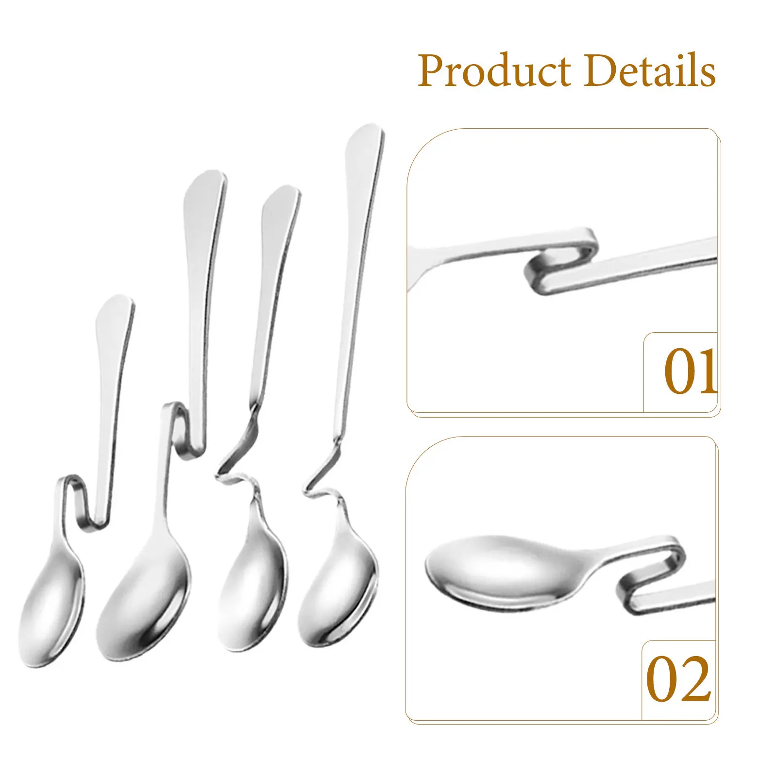8Pcs Latte Stirring Spoon Stainless Steel Hanging Coffee Spoon Curved Handle Kitchen Serving Utensil for Tea Hot Chocolate Syrup