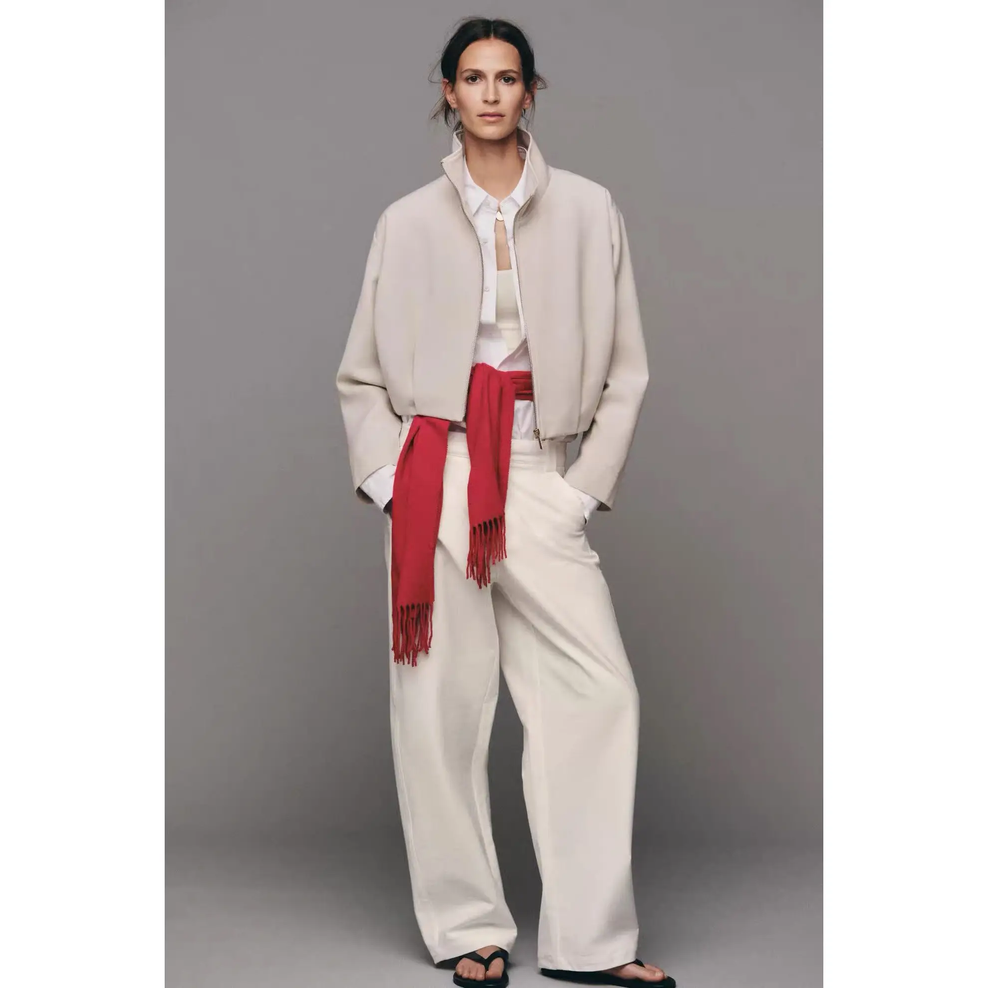 Early Autumn New Women's Long Sleeve Stand Collar Zipper Pilot Jacket Outerwear Polyester Fiber 2026 Fall Season Fashion