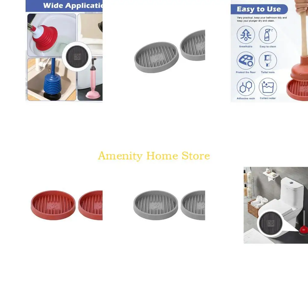 F26C Stable Plunger Tray Organizers 2PCS Secure NonSlip Base Quick Dry Design Plunger Organizers Mat Bathroom Storage Solution