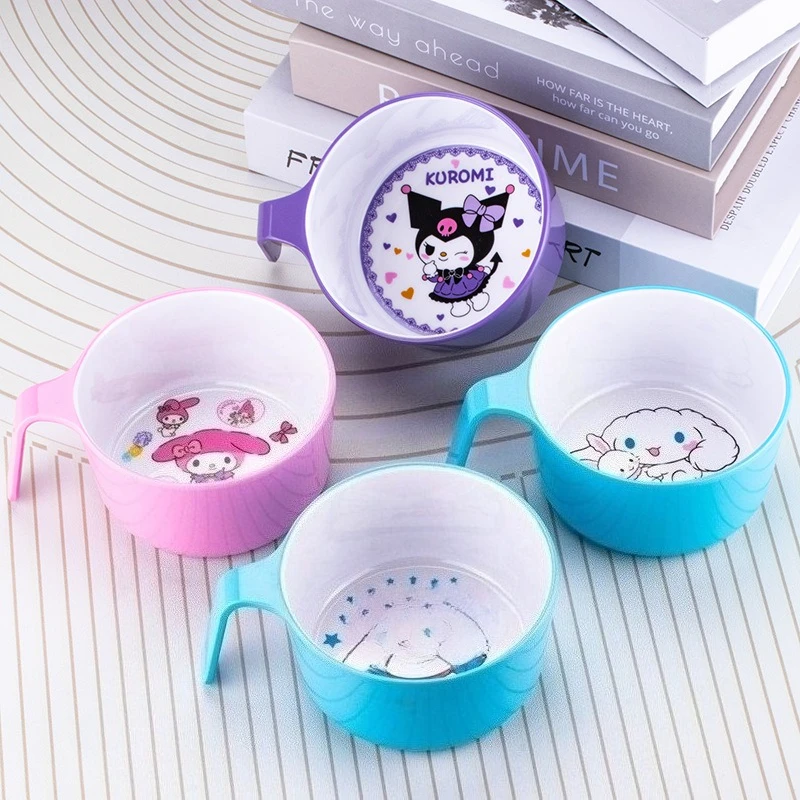 

New Hello Kitty Bowl Cartoon Kuromi Cinnamoroll Children's Tableware Cute Creative Anti-drop Anti-scald Soup Bowl Girl Boy Gifts
