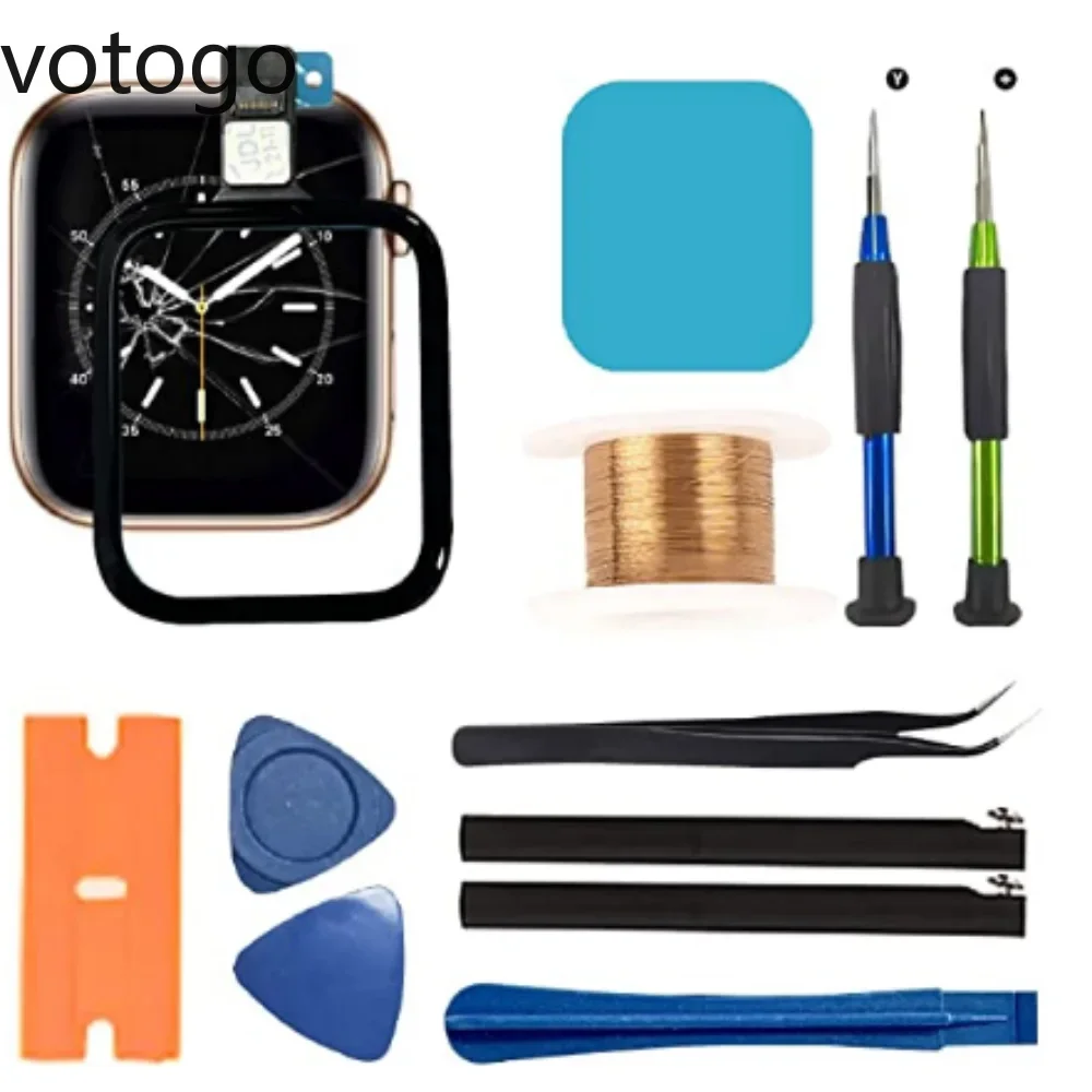 Wymiana przedniej szybki dotykowej (digitizera) do Apple Watch Series 2 3 4 5 6 SE SE2 SE3, zewnętrzna szybka LCD z ekranem dotykowym, taśma flex + zestaw naprawczy