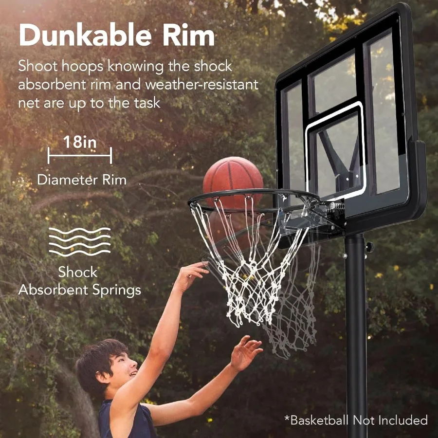 10ft Regulation Basketball Hoop 7.510ft Height Adjustable Outdoor Goal w Shock Absorbent Rim Base Gel 2 Wheels