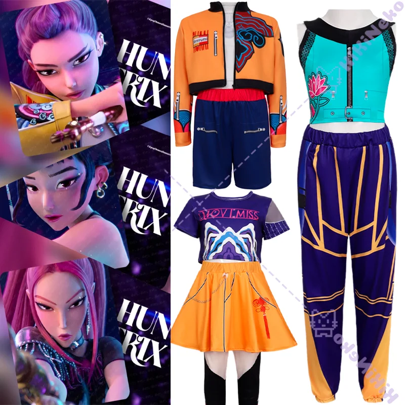 

Film KPop Demon Hunters Rumi Cosplay Costume HUNTR/X Mira Zoey Cosplay Rumi Kang Cartoon Print Outfit For Hallowmas Party Girl