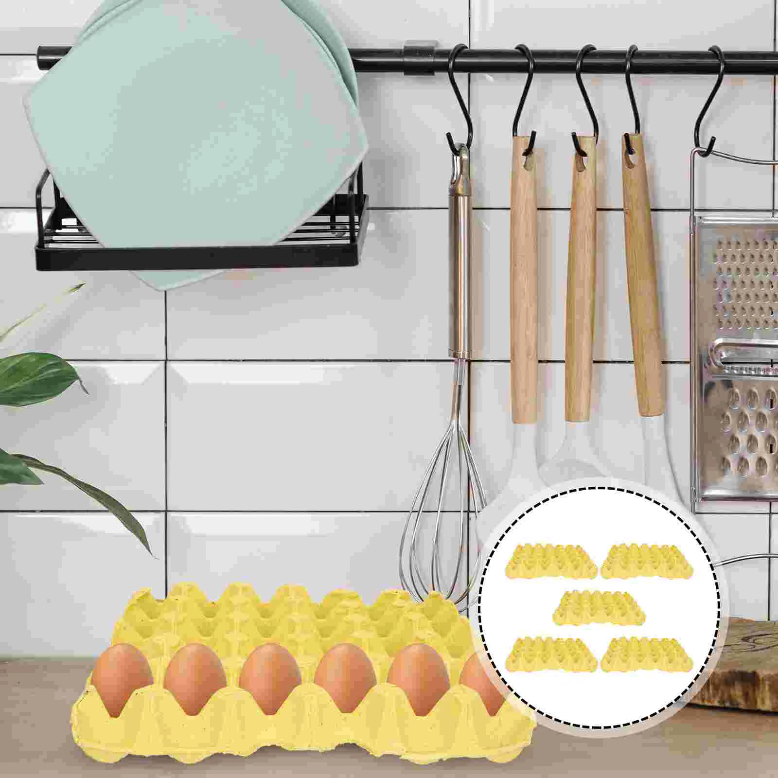 

5 Pcs Paper Pulp Egg Trays Mop Holder for Fridge 30-compartment Container Storage