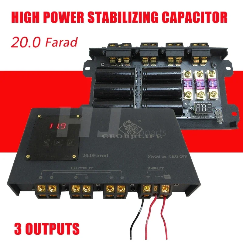 Car Digital Power Capacitor Supply Stabilizer Amplifier Voltage Regulator 20Farad Super Condensatore Stabilizzatore Di Tensione