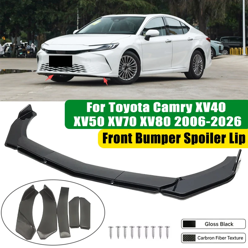 For Toyota Camry XV40 XV50 XV70 XV80 2006-2026 5Pcs ABS Car Front Bumper Lip Spoiler Splitter Body Kit Canard Tuning Accessories