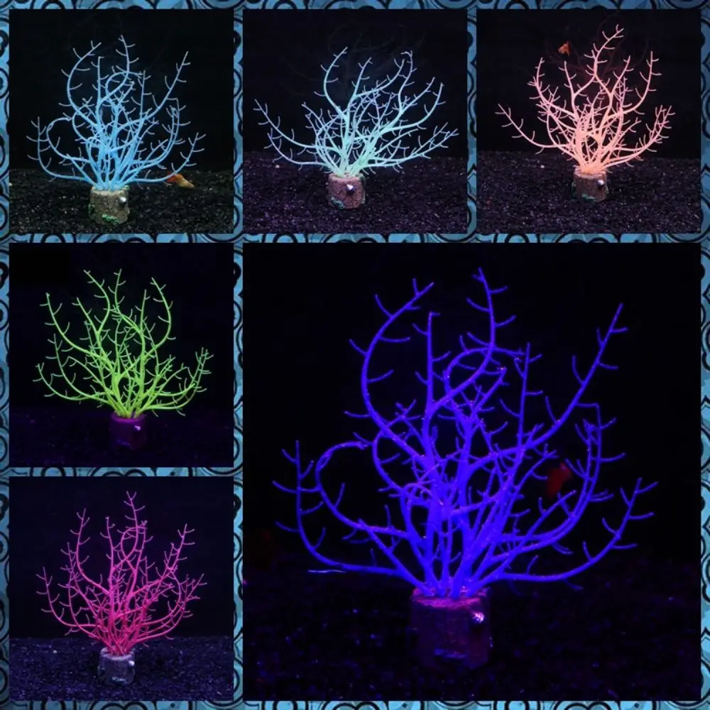 Fish Tank Coral Plants Underwater Ornament Silicone Glowing Artificial Coral Aquarium Simulation Noctilucence Coral