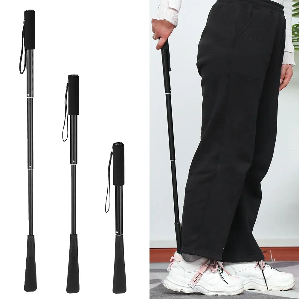 Long Handled Portable Adjustable Length Telescopic Metal Shoe Horn 17-33inch Extendable Long Handle