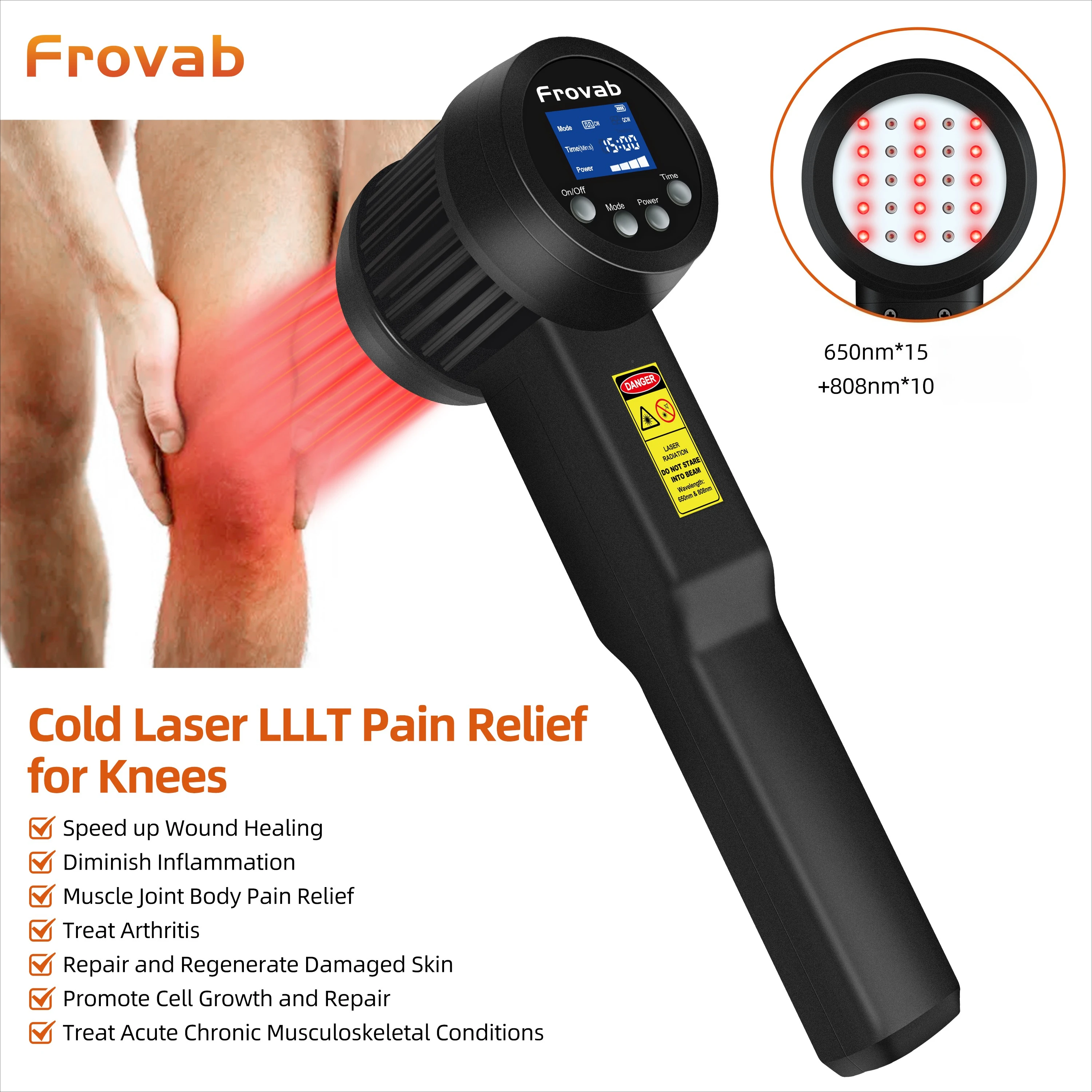 

Handheld Cold Laser Pain Relief Device 5W 650nm 808nm Red Infrared Light Non-invasive Physiotherapy for Arthritis Muscle Pain