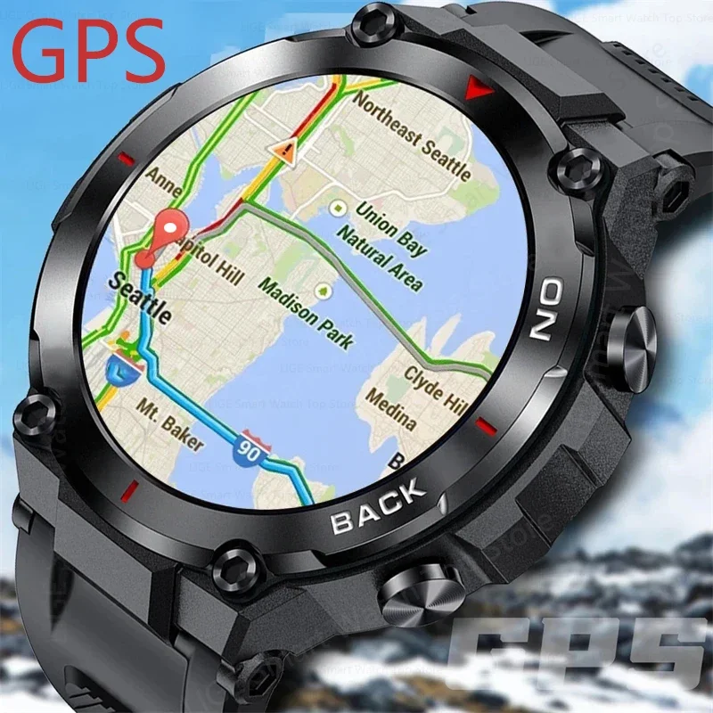 Inteligentny zegarek GPS męski na zewnątrz wojskowy ekran HD tętno IP68 wodoodporny sportowy Smartwatch do zegarków Xiaomi 480mAh bateria