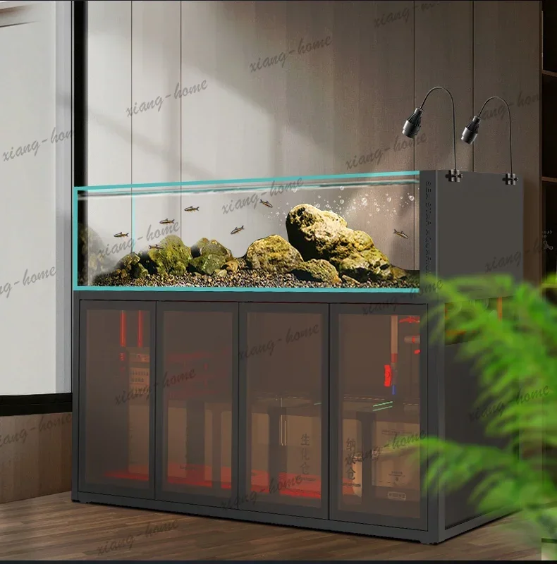 FG   fish tank stream tank aquarium bottom filter living room ultra-white glass backpack side overflow ecological sea tank