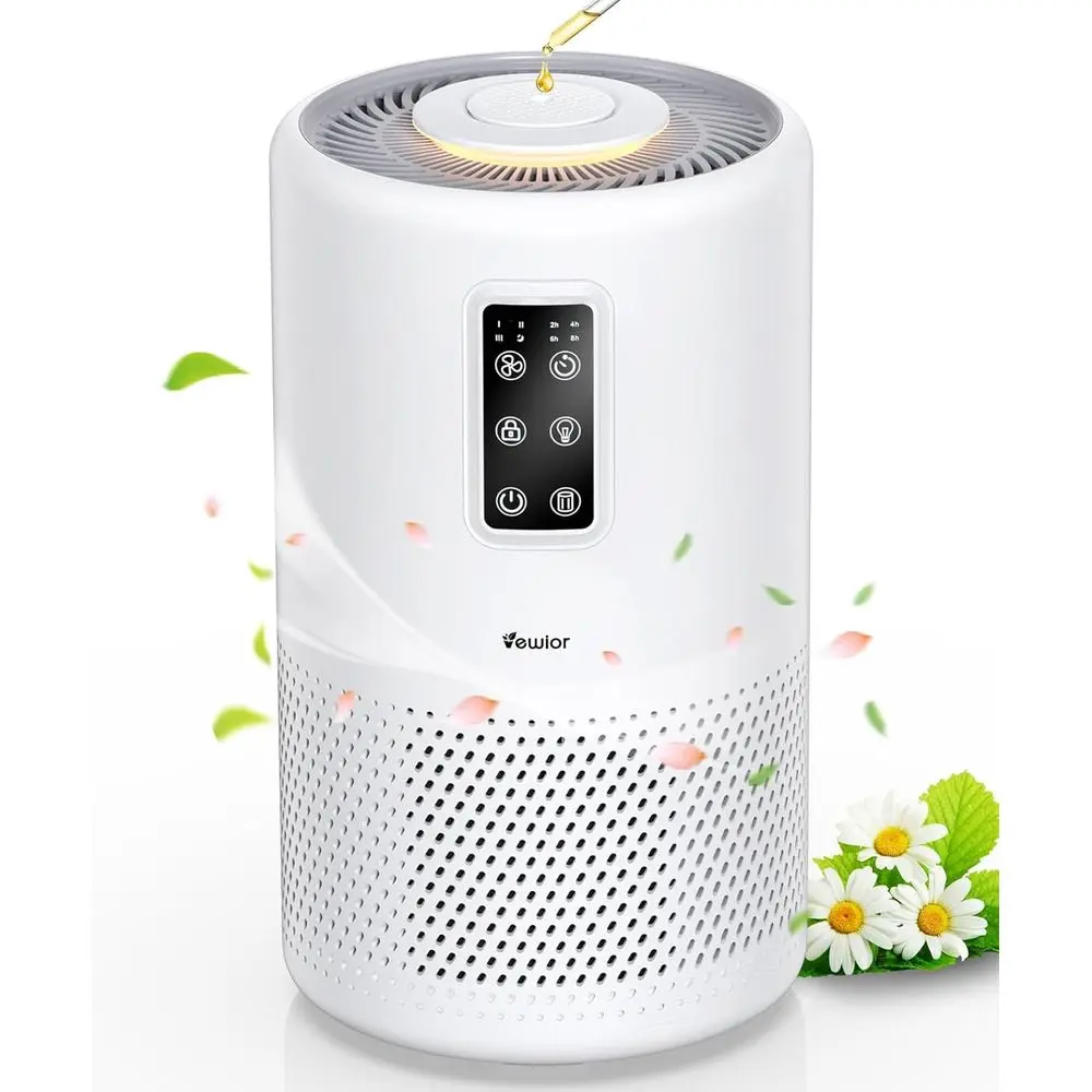 Large Room Air Purifier up to 1600 sq ft, HEPA Filter, Night Light, Aromatherapy, Sleep Mode, Timer, Lock, Pesticide-Free