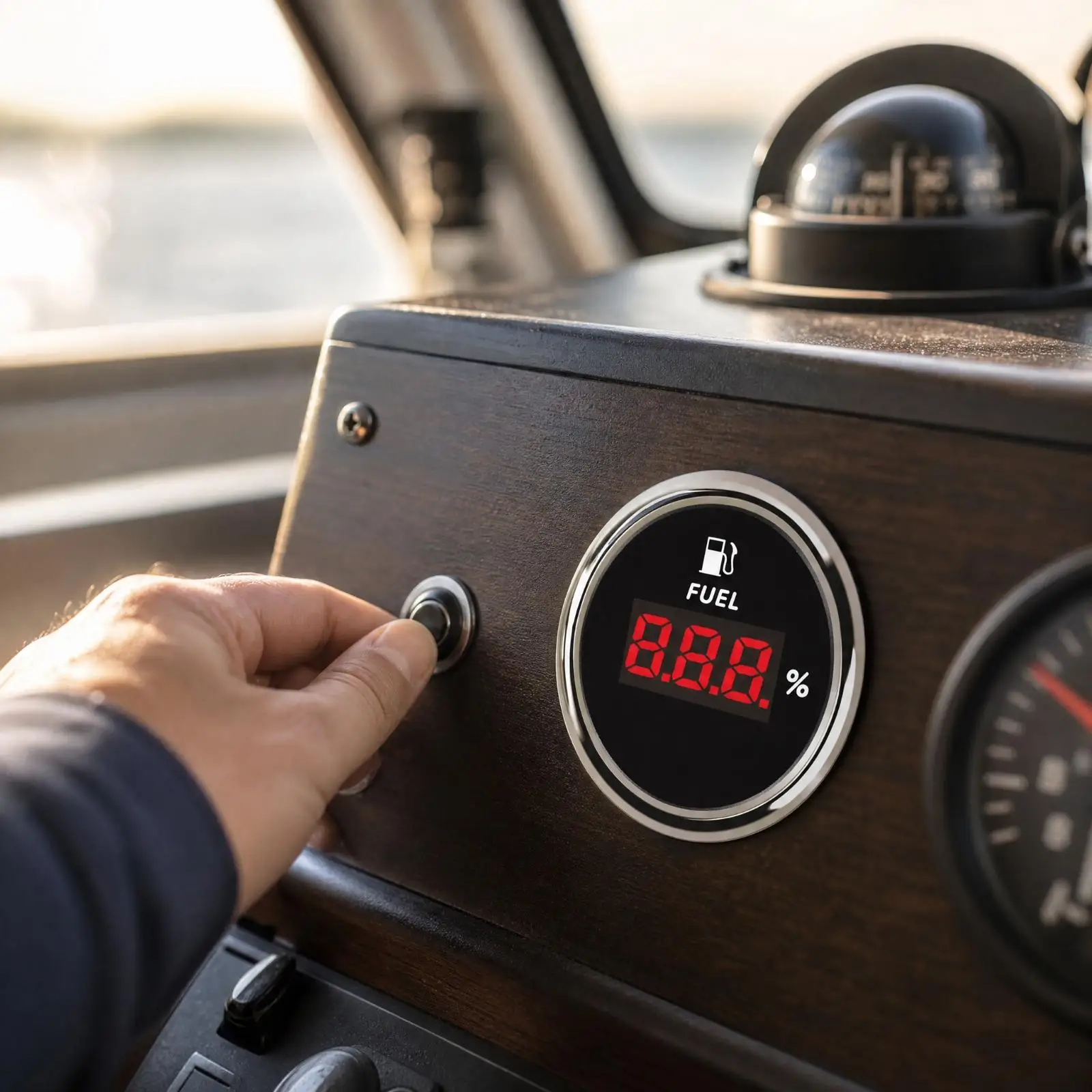 Vehicle Fuel Level Gauge 52mm Round 12V 24V Stainless Steel Black Face for Boat Yacht Car Truck Retrofit