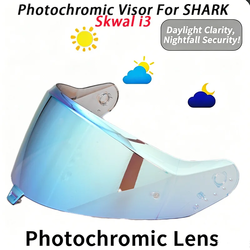 Visera Fotocromática para Casco de Moto Shark Skwal i3 D-Skwal 3 Ridill 2 VZ400, Lente Protectora Anti-UV, Accesorios para Motocicleta