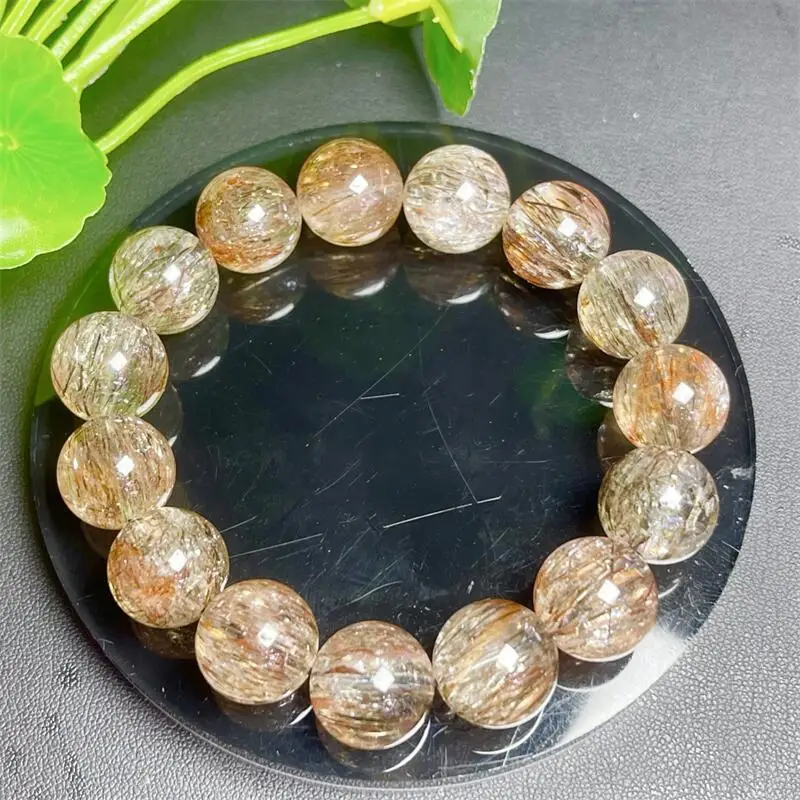 Natural Black Gold Super Seven Quartz Bracelet Healing Crystal Charm For Women Energy Jewelry Gift 1PCS 9/10/15MM