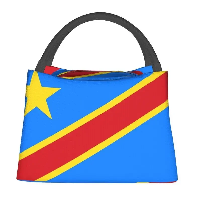 Custom Flag Of Congo Kinshasa Lunch Bags Women Cooler Warm Insulated Lunch Box for Office Travel lunchbag Thermal Bags