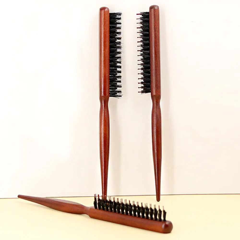 Wood Handle Pointed Tail Hair Comb Pig Bristle Comb Fluffy Hairstyle Comb Bun Comb Salon Styling Tools