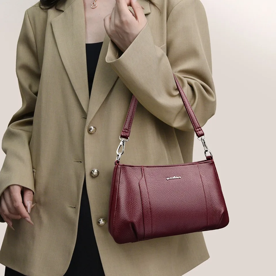 Genuien Brand Top Quality Soft Leather Female Elegant Crossbody Shoulder Bags for Women Casual Tote Purses and Handbags 2026