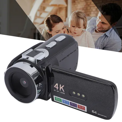 Imagen 2 del producto Cámara de vídeo digital Cámara de vídeo con zoom digital 28X Pantalla de 3 pulgadas Enfoque automático 4K 64MP HD con luz LED blanca para bodas