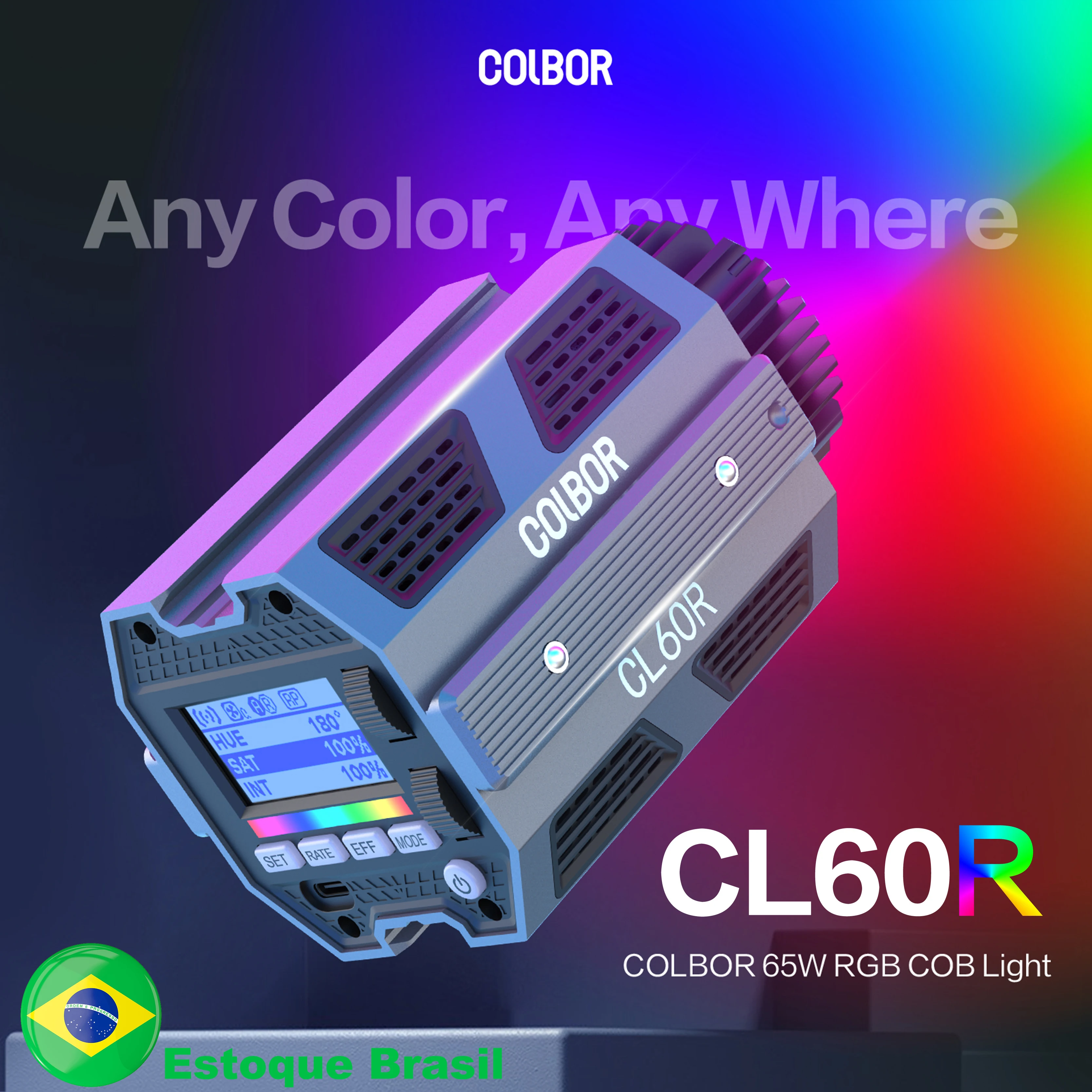 COLBOR CL60 COB video Light for Video Shooting Camera Photography Lighting 2700-6500K RGB APPControl Youtube tiktok Brazil Stock