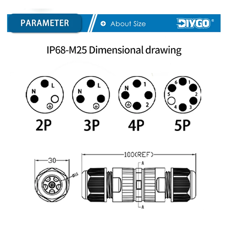 M25-2/3/4/5 Pin IP68 Push-In Spring Splice Terminal Blocks With Lever Quick Wire Connector Outdoor Waterproof Junction Box