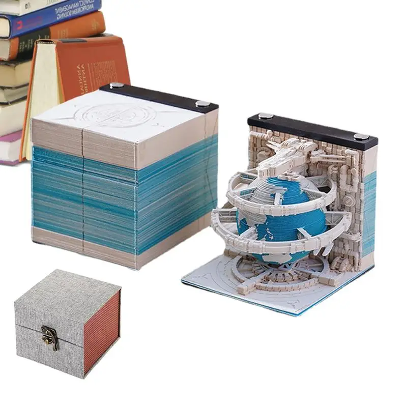 

3D Art Calendar 2024 Memo Pad Calendar Carved Model Desk Decor Table Ornaments 3D Calendar DIY Note Sculpture Paper Art Birthday