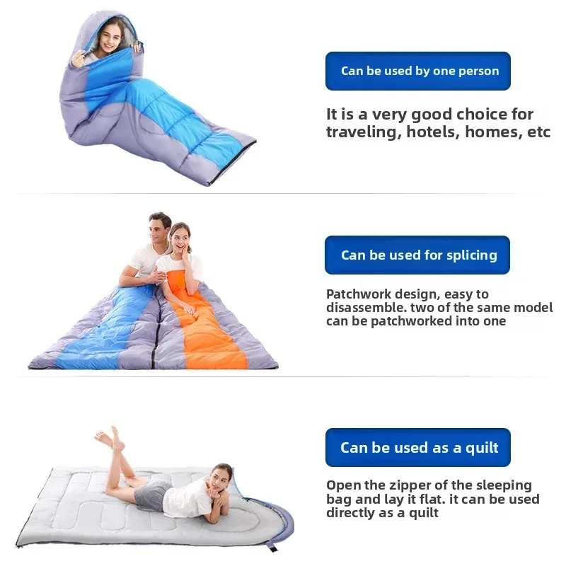 حقيبة نوم قطنية للتخييم خفيفة الوزن 4 فصول دافئة وباردة على الظهر حقيبة نوم للسفر في الهواء الطلق والمشي لمسافات طويلة #5