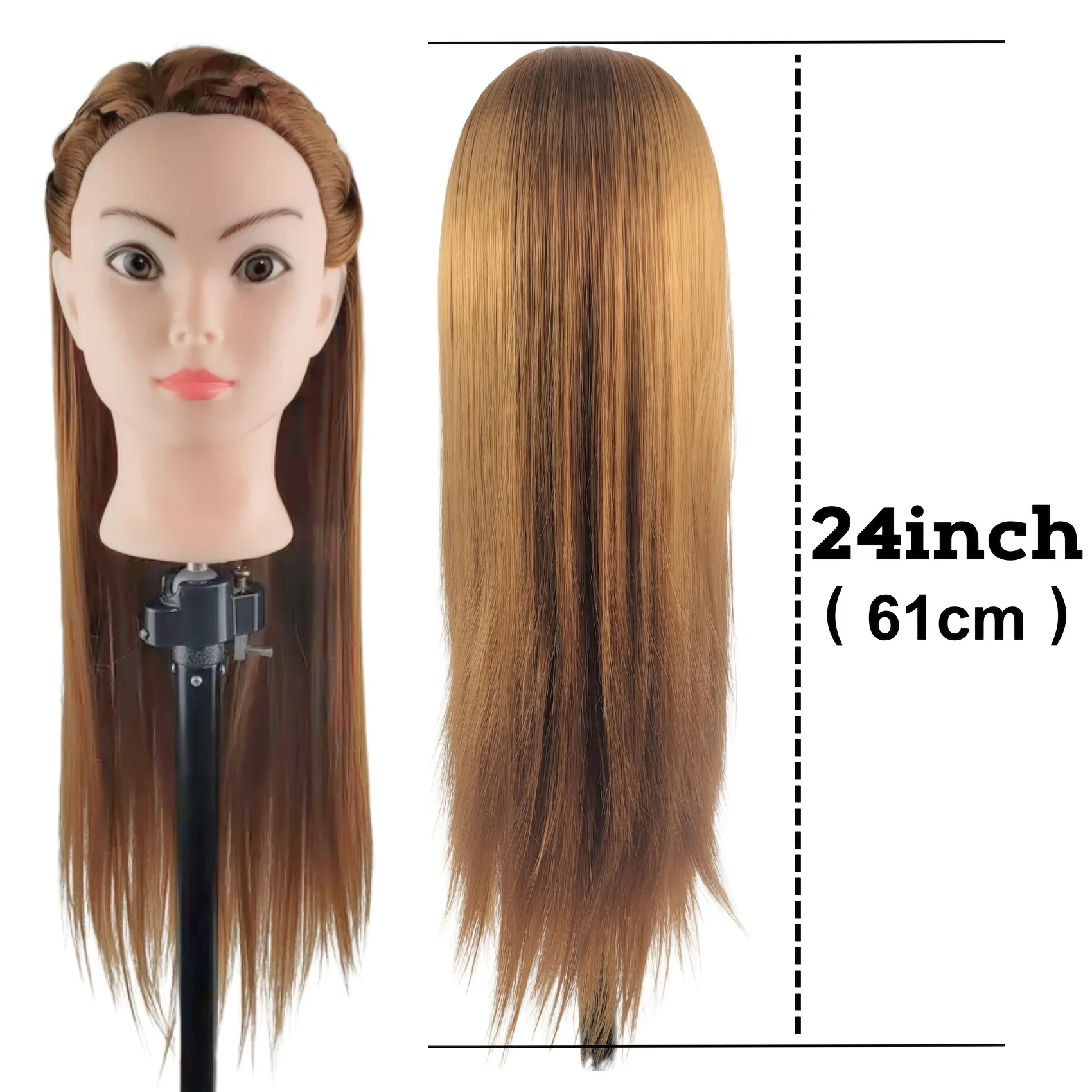 رأس عارضة أزياء مع رأس عارضة أزياء للشعر لممارسة التضفير وتصفيف الشعر مثالية للصالونات ومحلات الحلاقة ومدارس التجميل